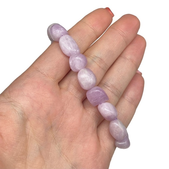 Kunzite Beaded Stretch Bracelet Gemstone Stone Crystal Crystals Pink Beads - Picture 3 of 5